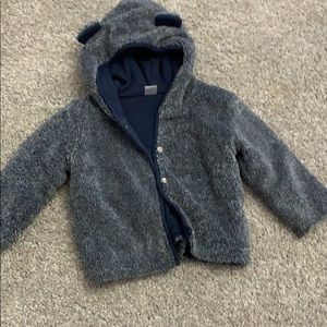 Nordstrom Baby fuzzy navy baby snap hoodie. NWOT